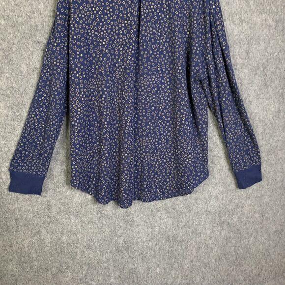 Gilligan & O’Malley Navy Blue Sparkle Star Top Women XXL Thermal Waffle Weave - Picture 7 of 13
